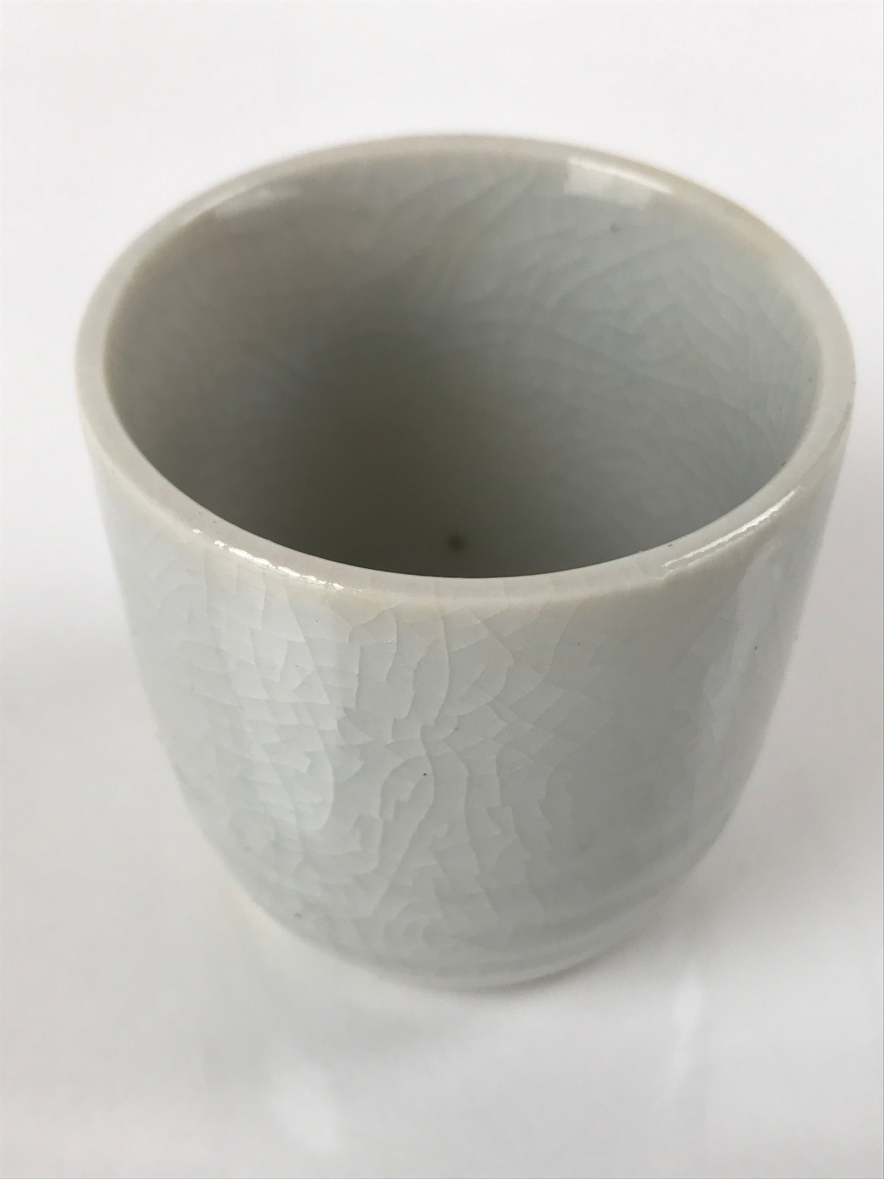 Japanese Ceramic Sake Cup Vtg Tsubomi Ochoko Guinomi Simple Plain Gray G179