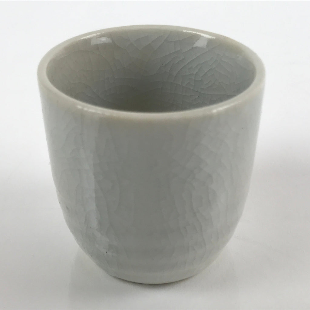 Japanese Ceramic Sake Cup Vtg Tsubomi Ochoko Guinomi Simple Plain Gray G179