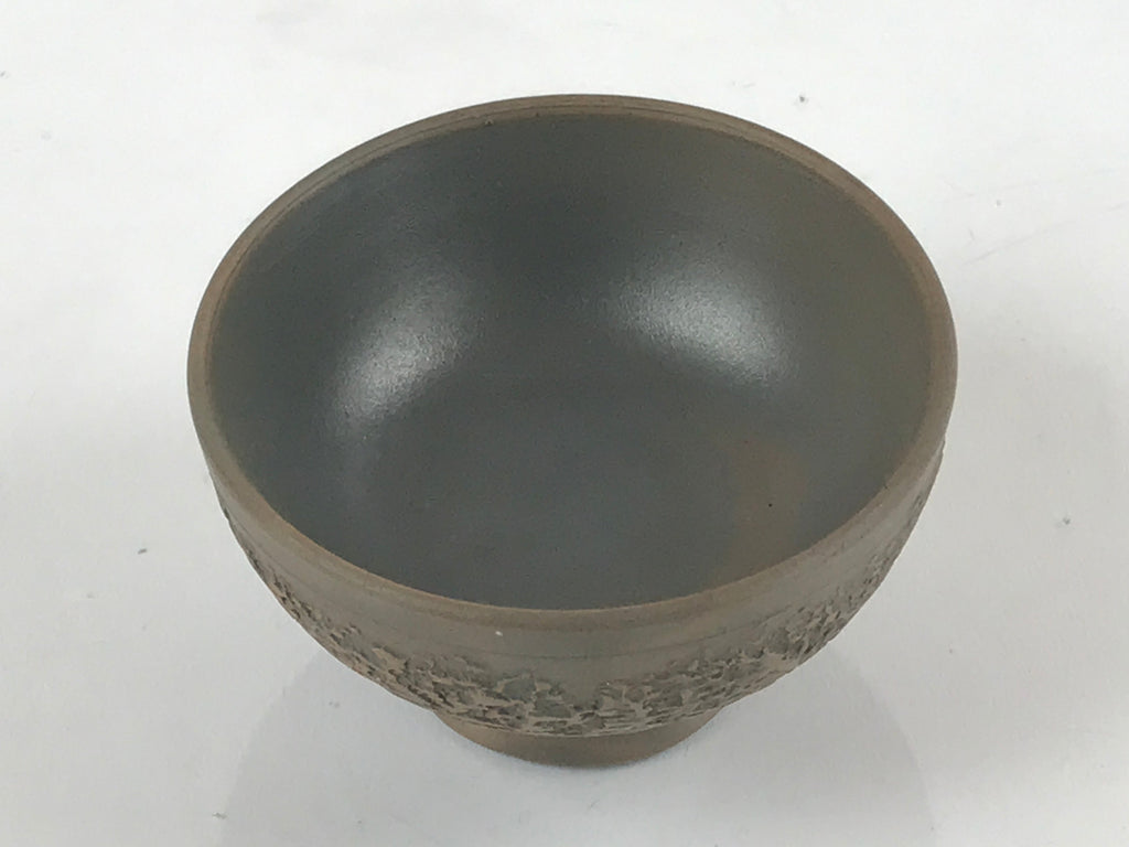 Japanese Ceramic Sake Cup Vtg Tsubomi Ochoko Guinomi Textured Bronze Brown G222