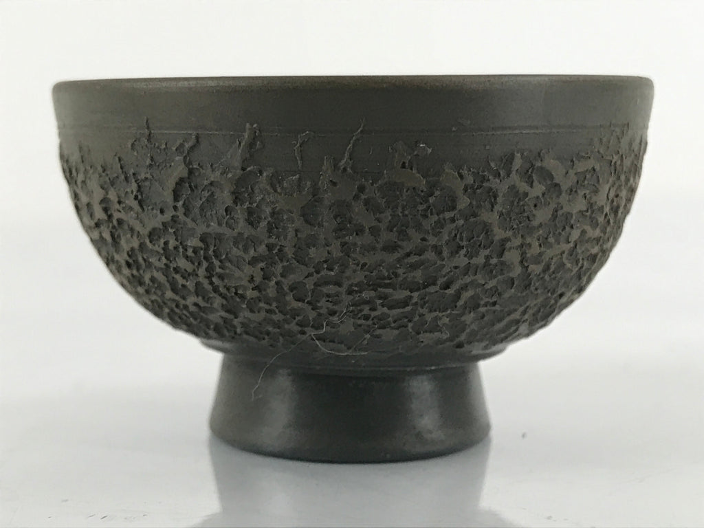 Japanese Ceramic Sake Cup Vtg Tsubomi Ochoko Guinomi Textured Bronze Brown G224