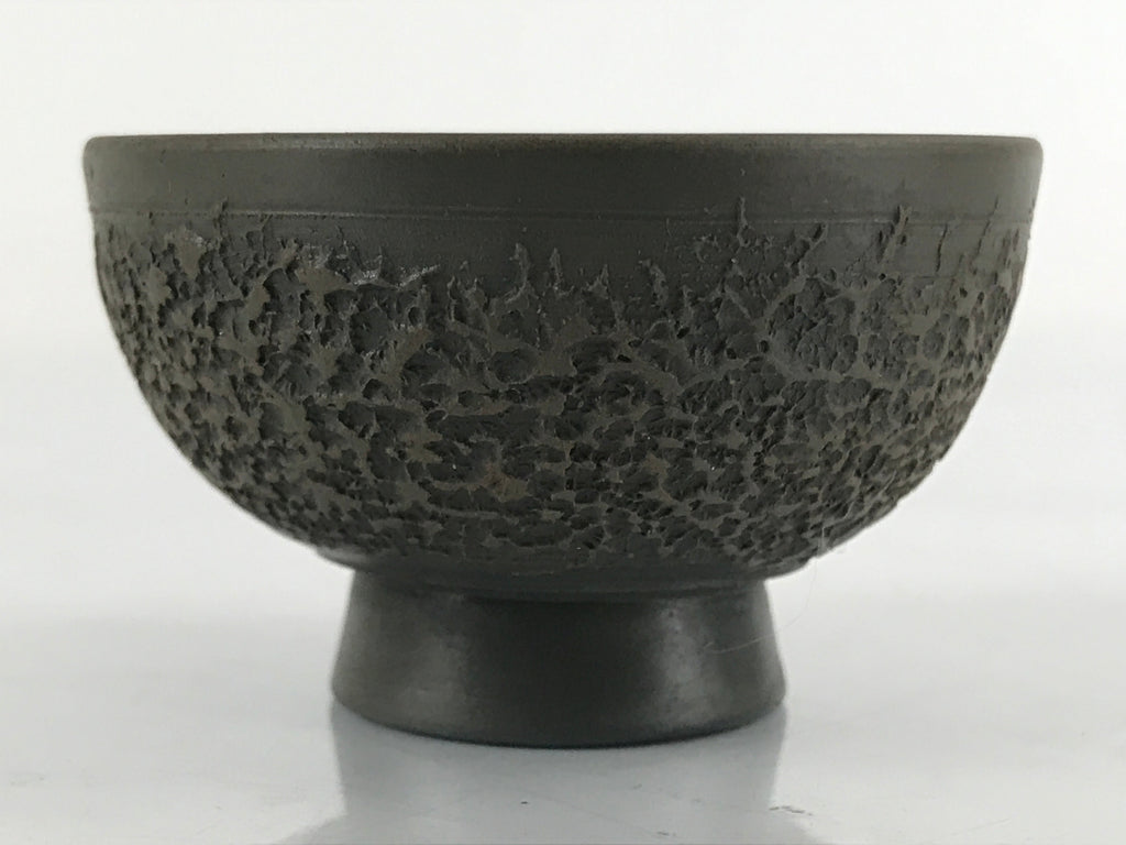 Japanese Ceramic Sake Cup Vtg Tsubomi Ochoko Guinomi Textured Bronze Brown G224