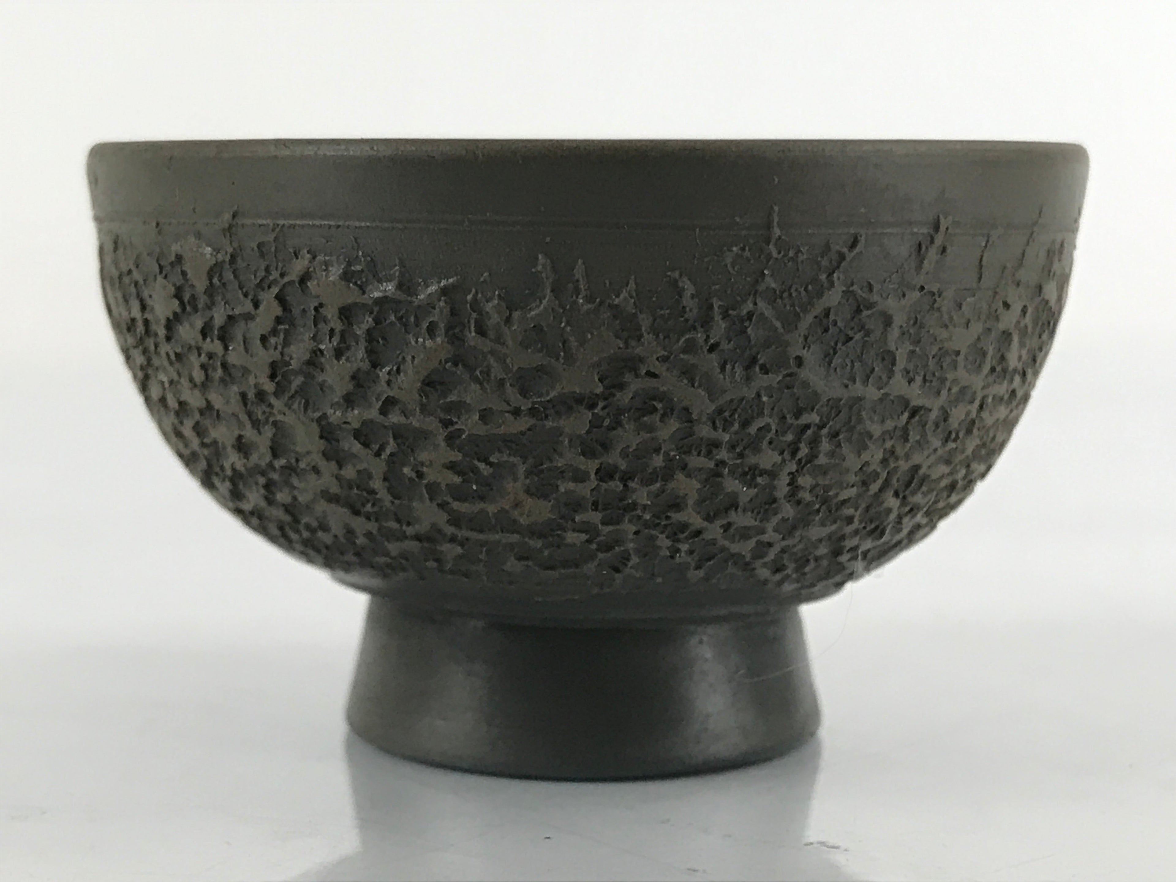 Japanese Ceramic Sake Cup Vtg Tsubomi Ochoko Guinomi Textured Bronze Brown G224