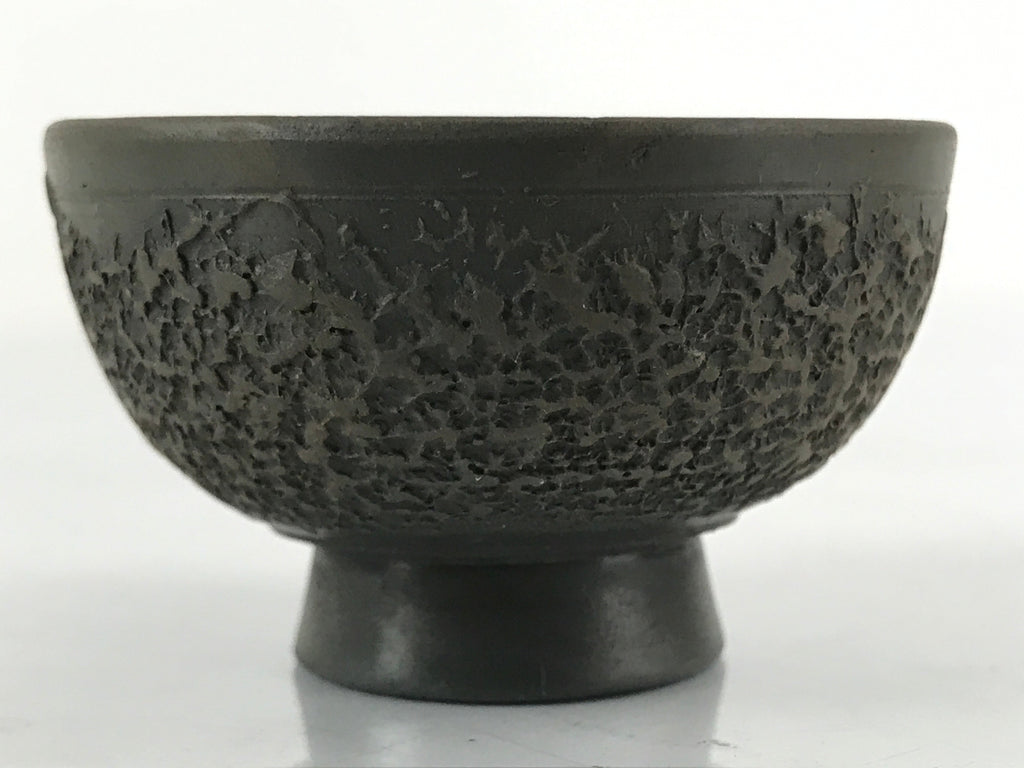 Japanese Ceramic Sake Cup Vtg Tsubomi Ochoko Guinomi Textured Bronze Brown G224