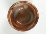 Japanese Ceramic Sake Cup Vtg Tsubomi Ochoko Red Shino Ware Brown White G287