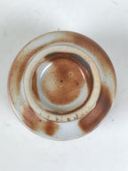 Japanese Ceramic Sake Cup Vtg Tsubomi Ochoko Red Shino Ware Brown White G287