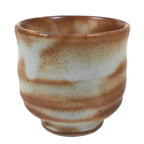 Japanese Ceramic Sake Cup Vtg Tsubomi Ochoko Red Shino Ware Brown White G287