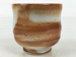 Japanese Ceramic Sake Cup Vtg Tsubomi Ochoko Red Shino Ware Brown White G288