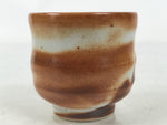 Japanese Ceramic Sake Cup Vtg Tsubomi Ochoko Red Shino Ware Brown White G288