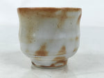 Japanese Ceramic Sake Cup Vtg Tsubomi Ochoko Red Shino Ware Brown White G289