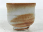 Japanese Ceramic Sake Cup Vtg Tsubomi Ochoko Red Shino Ware Brown White G289