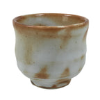 Japanese Ceramic Sake Cup Vtg Tsubomi Ochoko Red Shino Ware Brown White G289