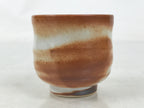 Japanese Ceramic Sake Cup Vtg Tsubomi Ochoko Red Shino Ware Brown White G290