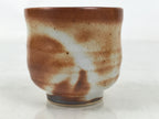 Japanese Ceramic Sake Cup Vtg Tsubomi Ochoko Red Shino Ware Brown White G290