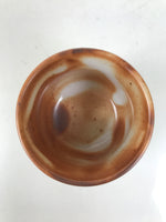 Japanese Ceramic Sake Cup Vtg Tsubomi Ochoko Red Shino Ware Brown White G291
