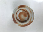 Japanese Ceramic Sake Cup Vtg Tsubomi Ochoko Red Shino Ware Brown White G293