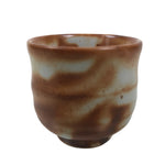 Japanese Ceramic Sake Cup Vtg Tsubomi Ochoko Red Shino Ware Brown White G293