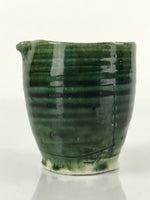 Japanese Ceramic Sake Pourer Tokkuri Cup Vtg Katakuchi Dark Green Glaze PY642