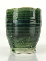 Japanese Ceramic Sake Pourer Tokkuri Cup Vtg Katakuchi Dark Green Glaze PY642