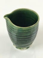 Japanese Ceramic Sake Pourer Tokkuri Cup Vtg Katakuchi Dark Green Glaze PY642