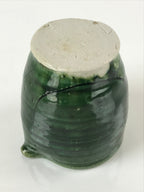 Japanese Ceramic Sake Pourer Tokkuri Cup Vtg Katakuchi Dark Green Glaze PY642