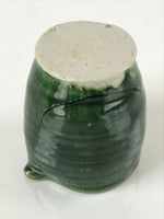 Japanese Ceramic Sake Pourer Tokkuri Cup Vtg Katakuchi Dark Green Glaze PY642