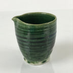 Japanese Ceramic Sake Pourer Tokkuri Cup Vtg Katakuchi Dark Green Glaze PY642
