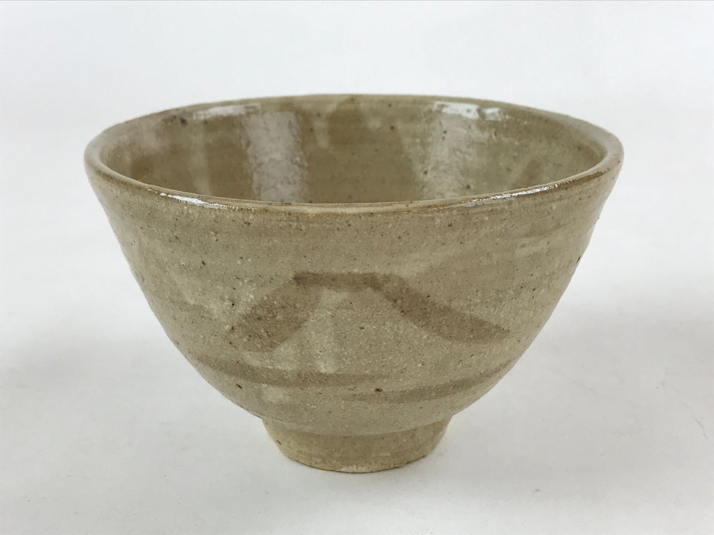 Japanese Ceramic Seto Ware Green Tea Bowl Vtg Light Brown Kohiki Chawan PX708