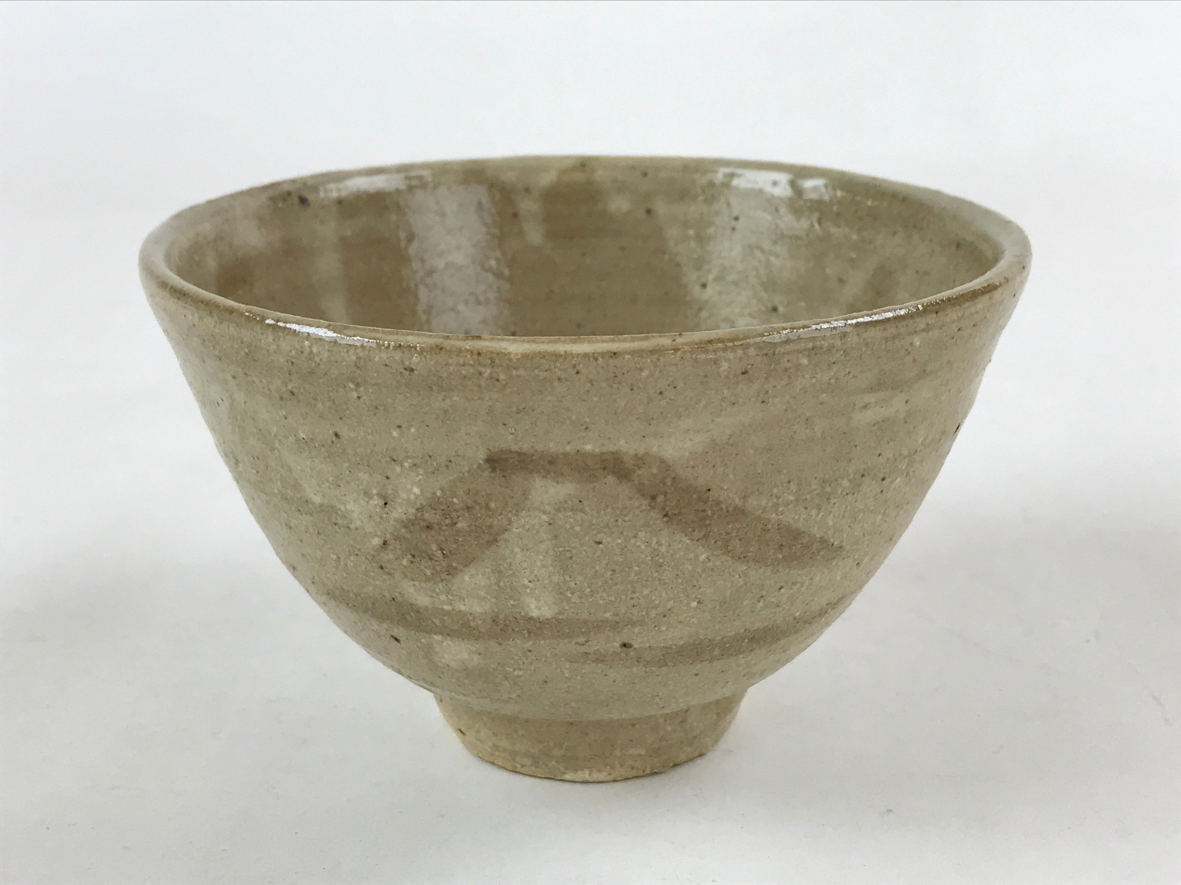Japanese Ceramic Seto Ware Green Tea Bowl Vtg Light Brown Kohiki Chawan PX708