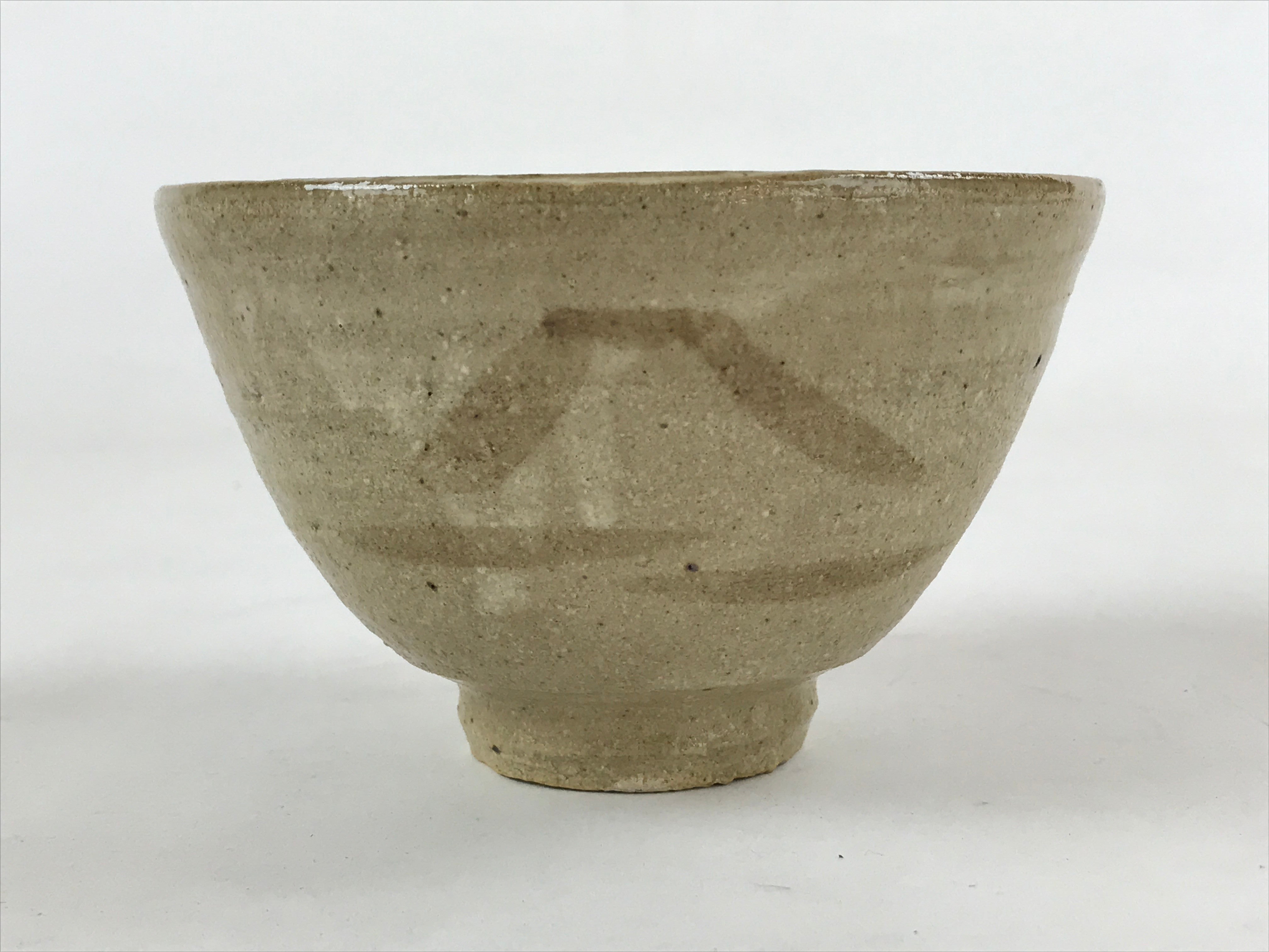 Japanese Ceramic Seto Ware Green Tea Bowl Vtg Light Brown Kohiki Chawan PX708