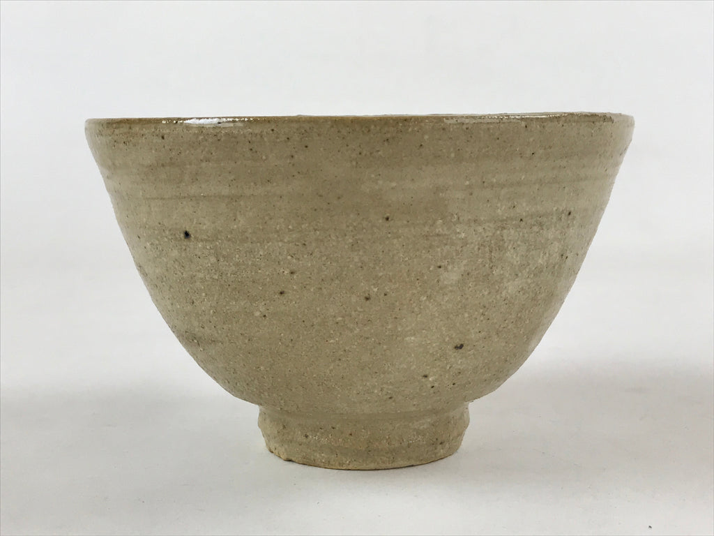 Japanese Ceramic Seto Ware Green Tea Bowl Vtg Light Brown Kohiki Chawan PX708