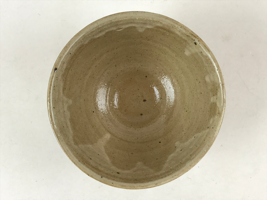 Japanese Ceramic Seto Ware Green Tea Bowl Vtg Light Brown Kohiki Chawan PX708