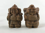 Japanese Ceramic Seven Lucky Gods Figurine Set Vtg Decoration Stand Brown BD933