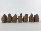 Japanese Ceramic Seven Lucky Gods Figurine Set Vtg Decoration Stand Brown BD933