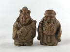 Japanese Ceramic Seven Lucky Gods Figurine Set Vtg Decoration Stand Brown BD933
