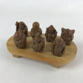 Japanese Ceramic Seven Lucky Gods Figurine Set Vtg Decoration Stand Brown BD933