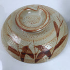 Japanese Ceramic Shino Ware Donabe Nabe Pot Vtg Hotpot Pottery Plants Brown Y57