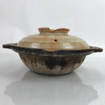 Japanese Ceramic Shino Ware Donabe Nabe Pot Vtg Hotpot Pottery Plants Brown Y57