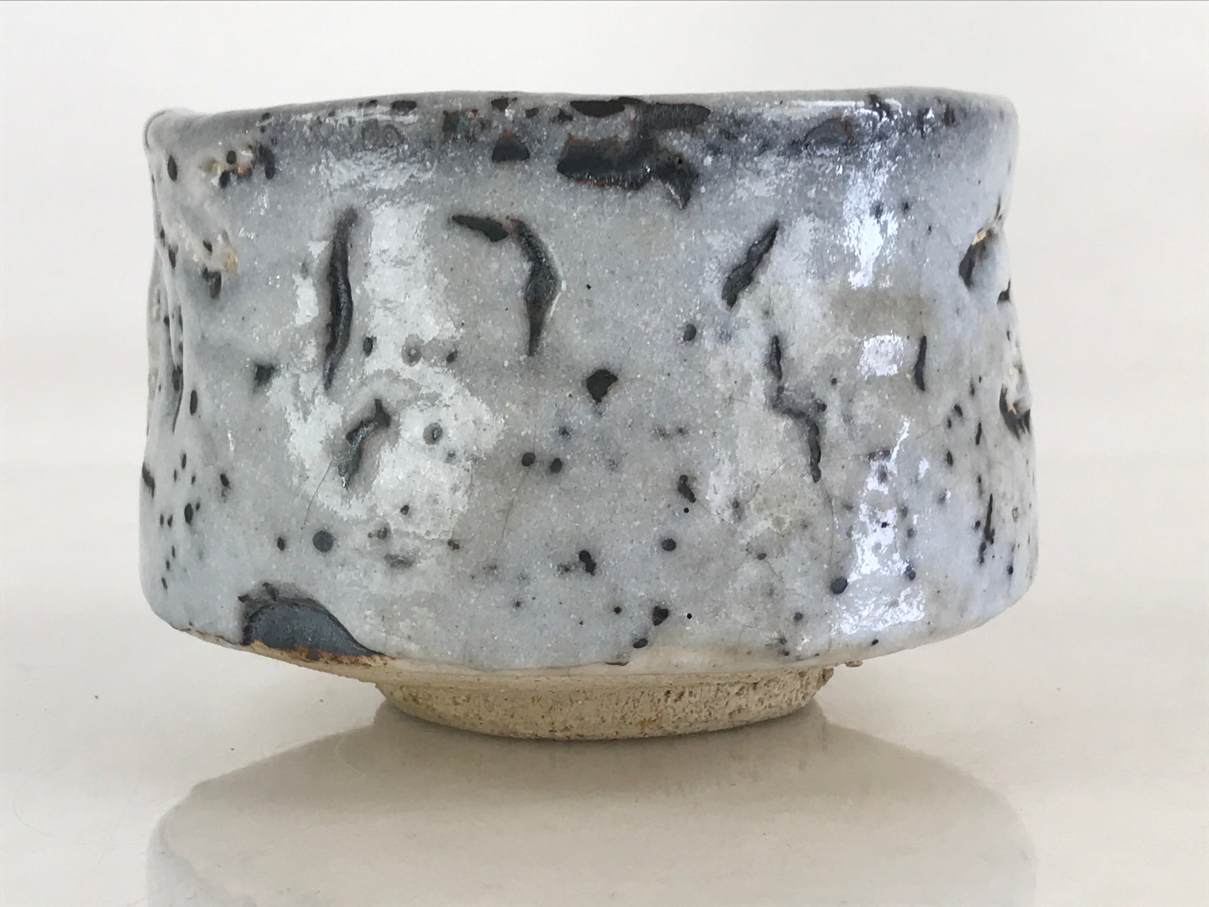 Japanese Ceramic Shino Ware Green Tea Bowl Vtg Chawan Tea Ceremony Matcha GTB987