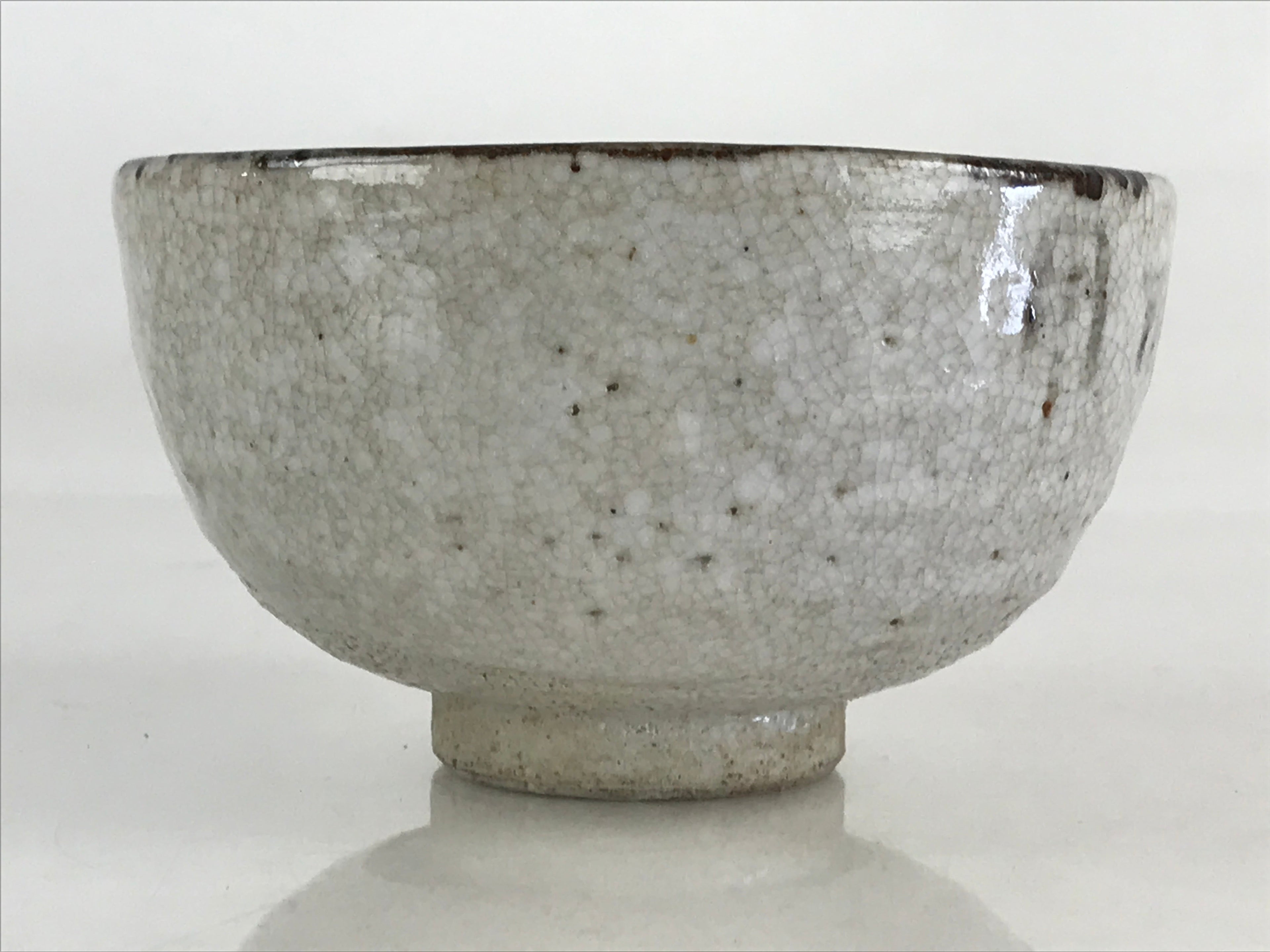 Japanese Ceramic Shino Ware Green Tea Bowl Vtg Chawan Tea Ceremony Matcha GTB988