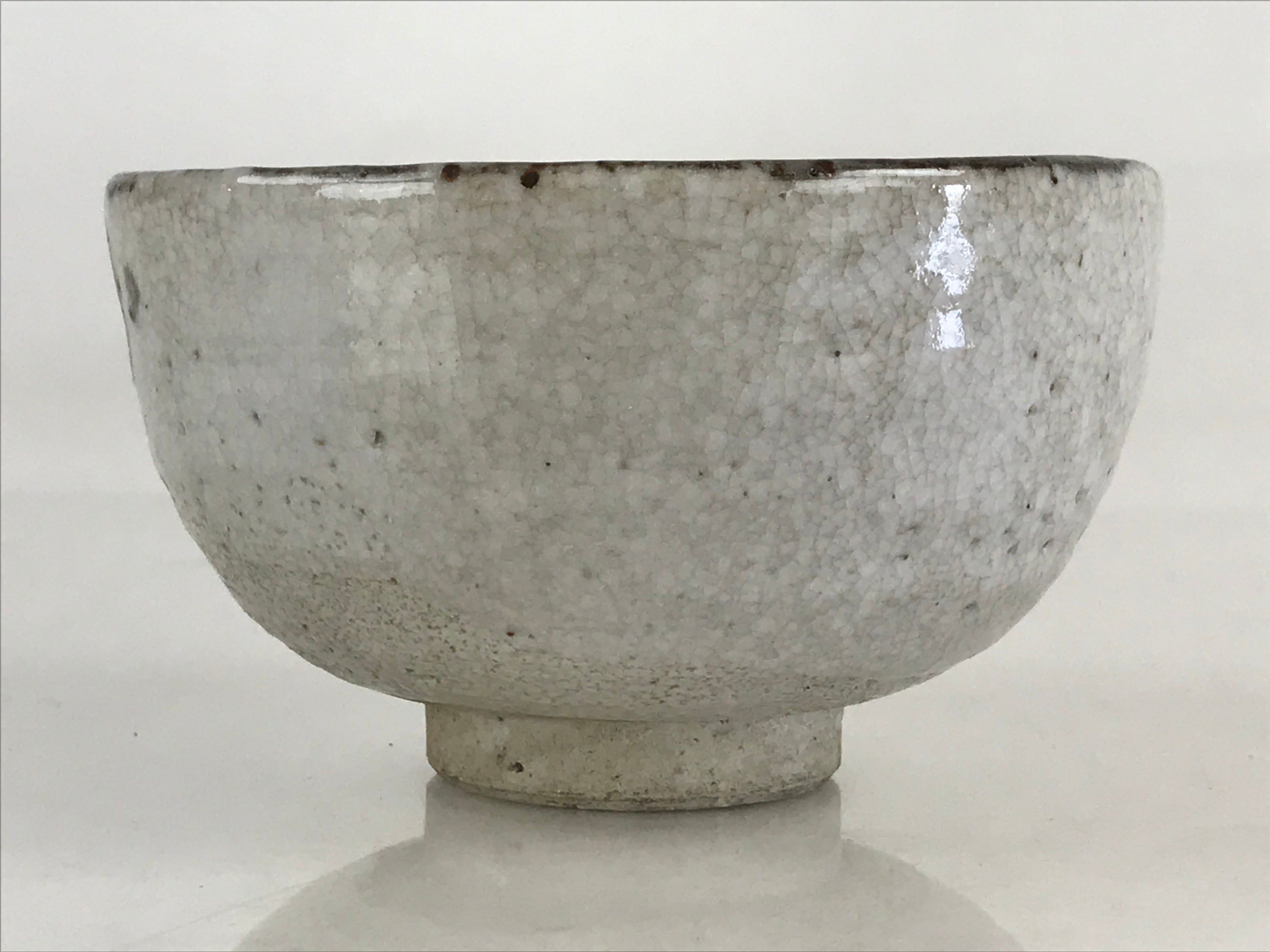 Japanese Ceramic Shino Ware Green Tea Bowl Vtg Chawan Tea Ceremony Matcha GTB988