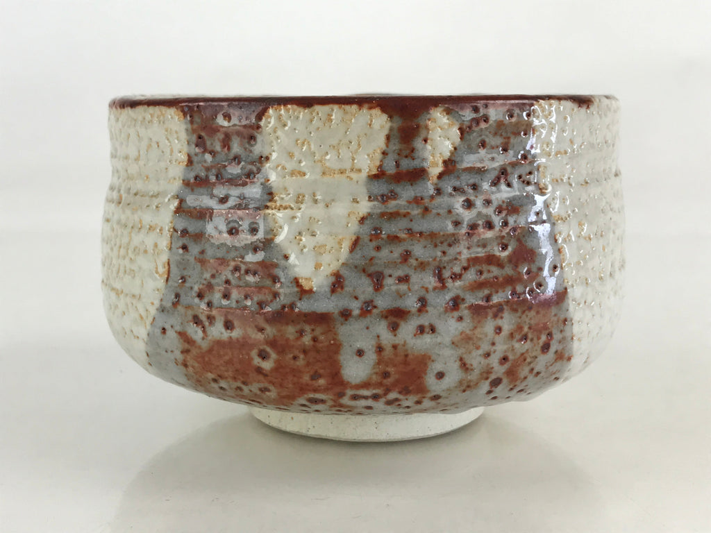 Japanese Ceramic Shino Ware Green Tea Bowl Vtg Chawan Tea Ceremony Matcha GTB989
