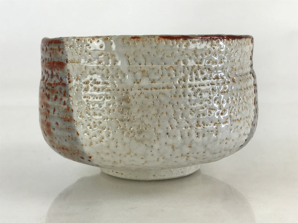 Japanese Ceramic Shino Ware Green Tea Bowl Vtg Chawan Tea Ceremony Matcha GTB989