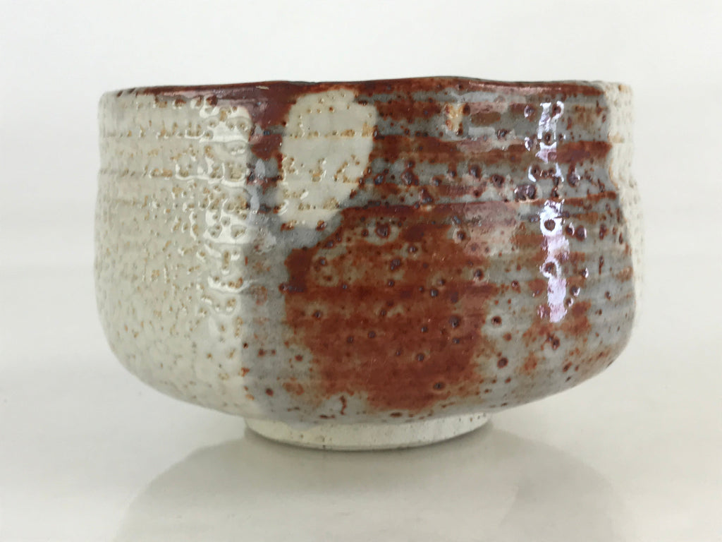 Japanese Ceramic Shino Ware Green Tea Bowl Vtg Chawan Tea Ceremony Matcha GTB989