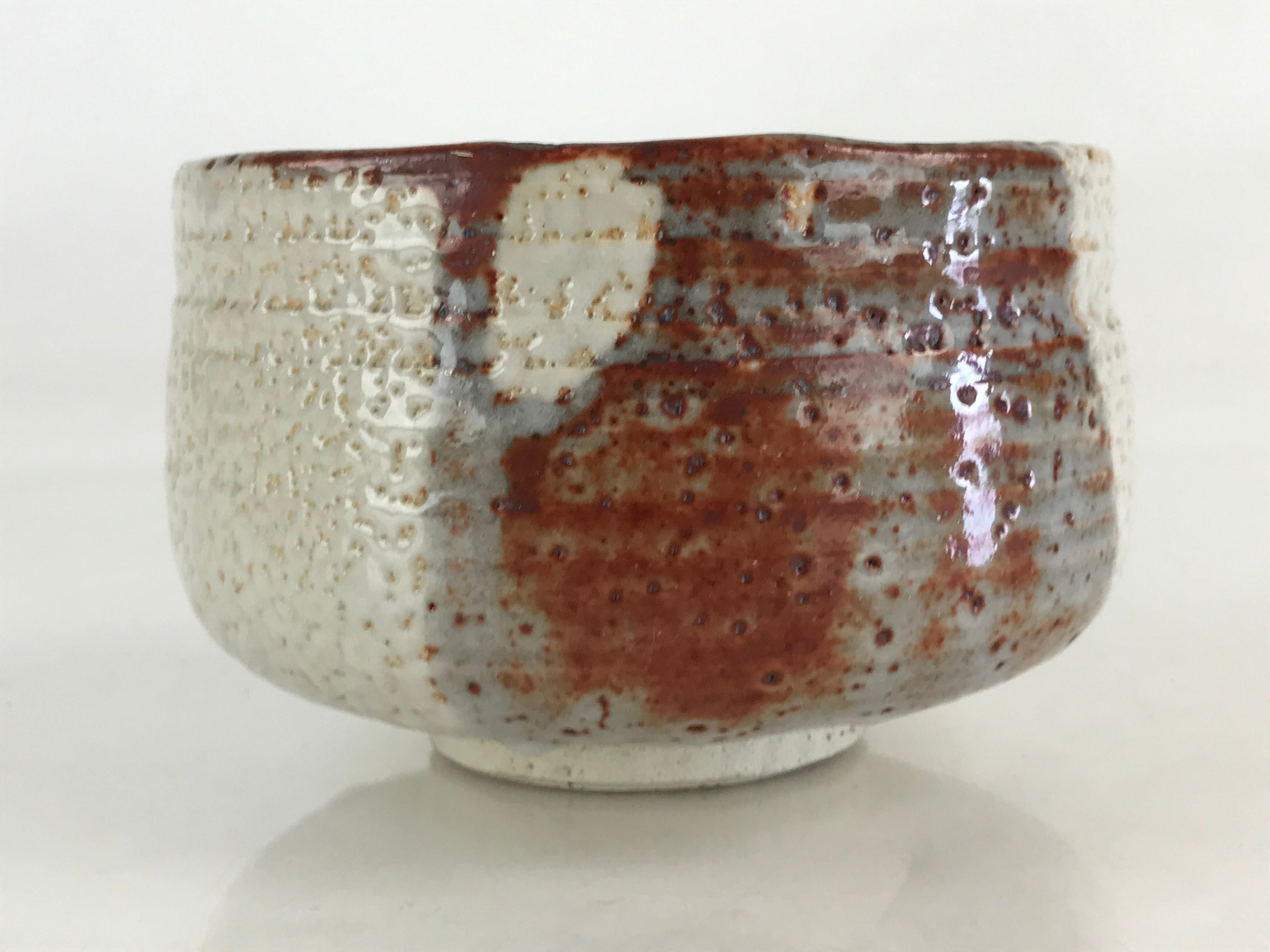 Japanese Ceramic Shino Ware Green Tea Bowl Vtg Chawan Tea Ceremony Matcha GTB989