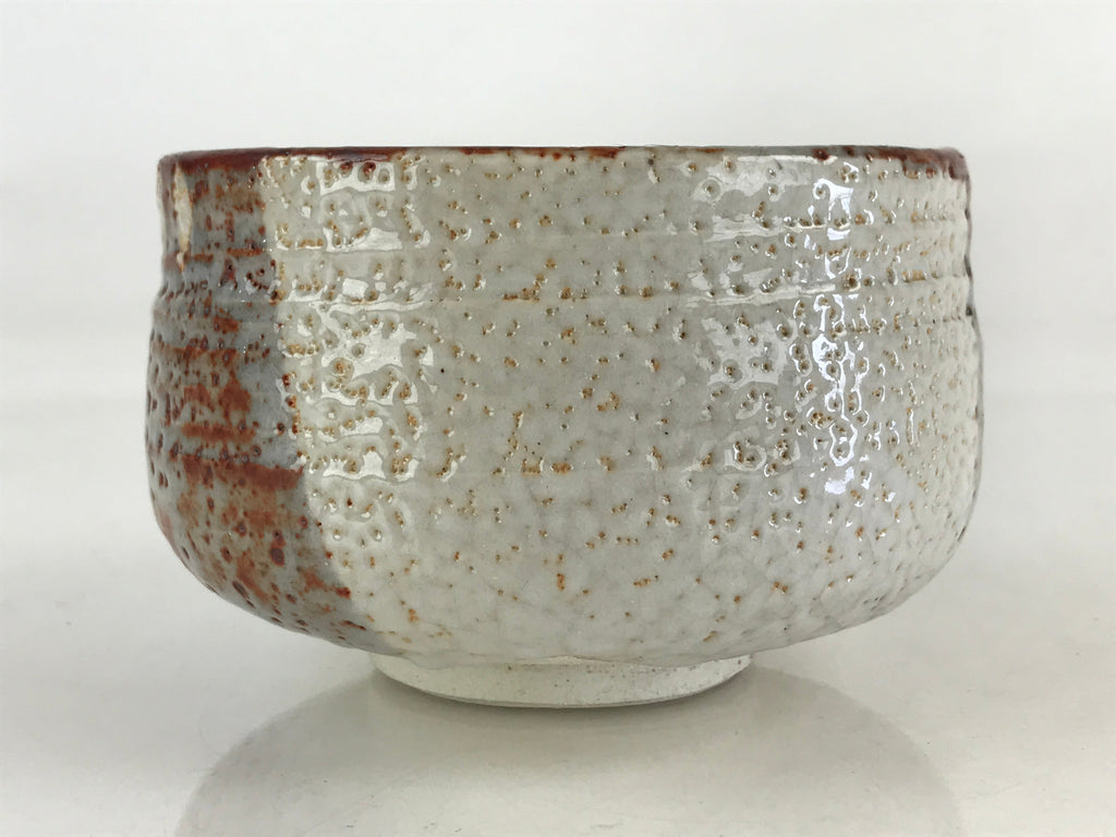 Japanese Ceramic Shino Ware Green Tea Bowl Vtg Chawan Tea Ceremony Matcha GTB989
