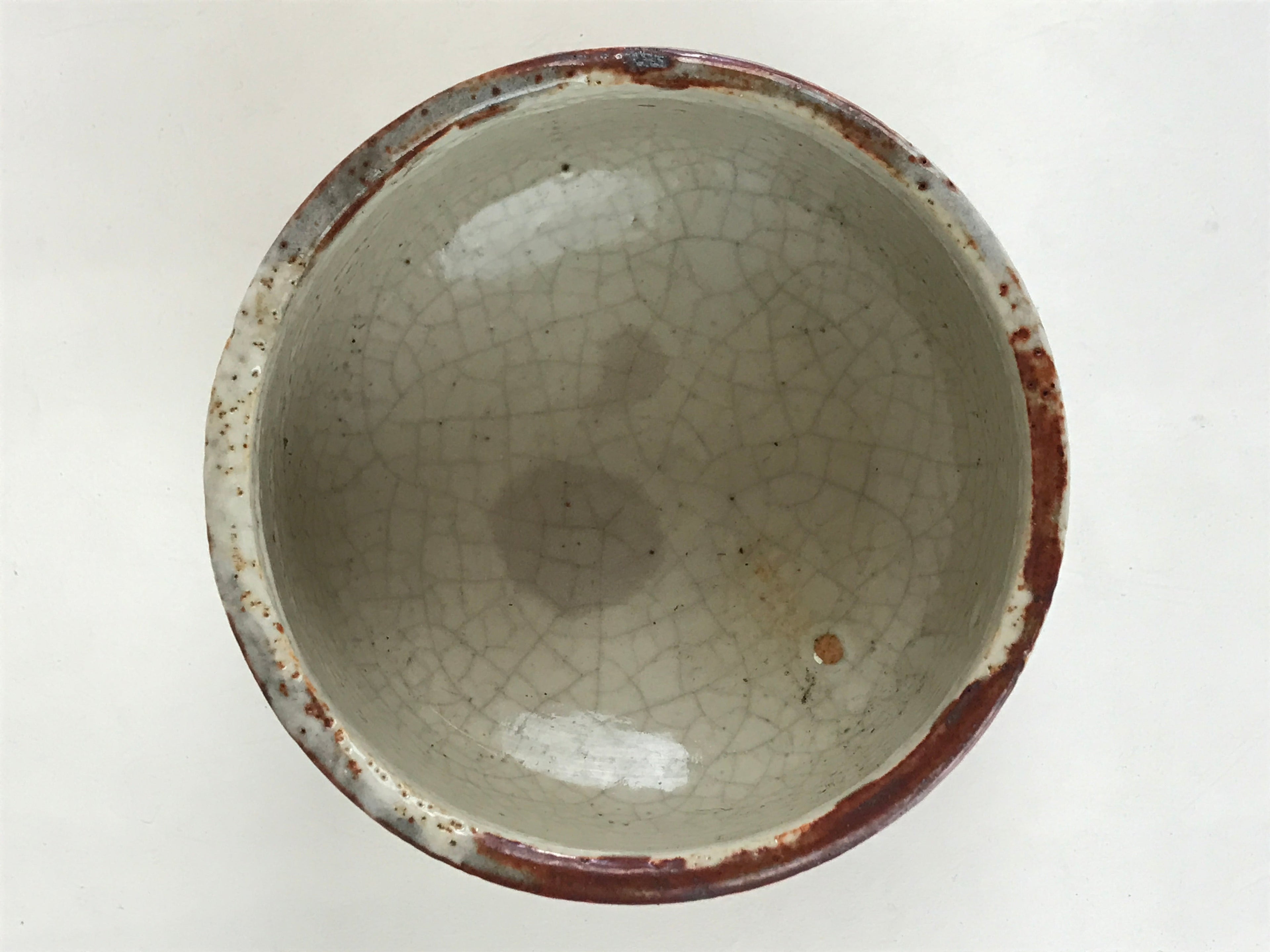 Japanese Ceramic Shino Ware Green Tea Bowl Vtg Chawan Tea Ceremony Matcha GTB989