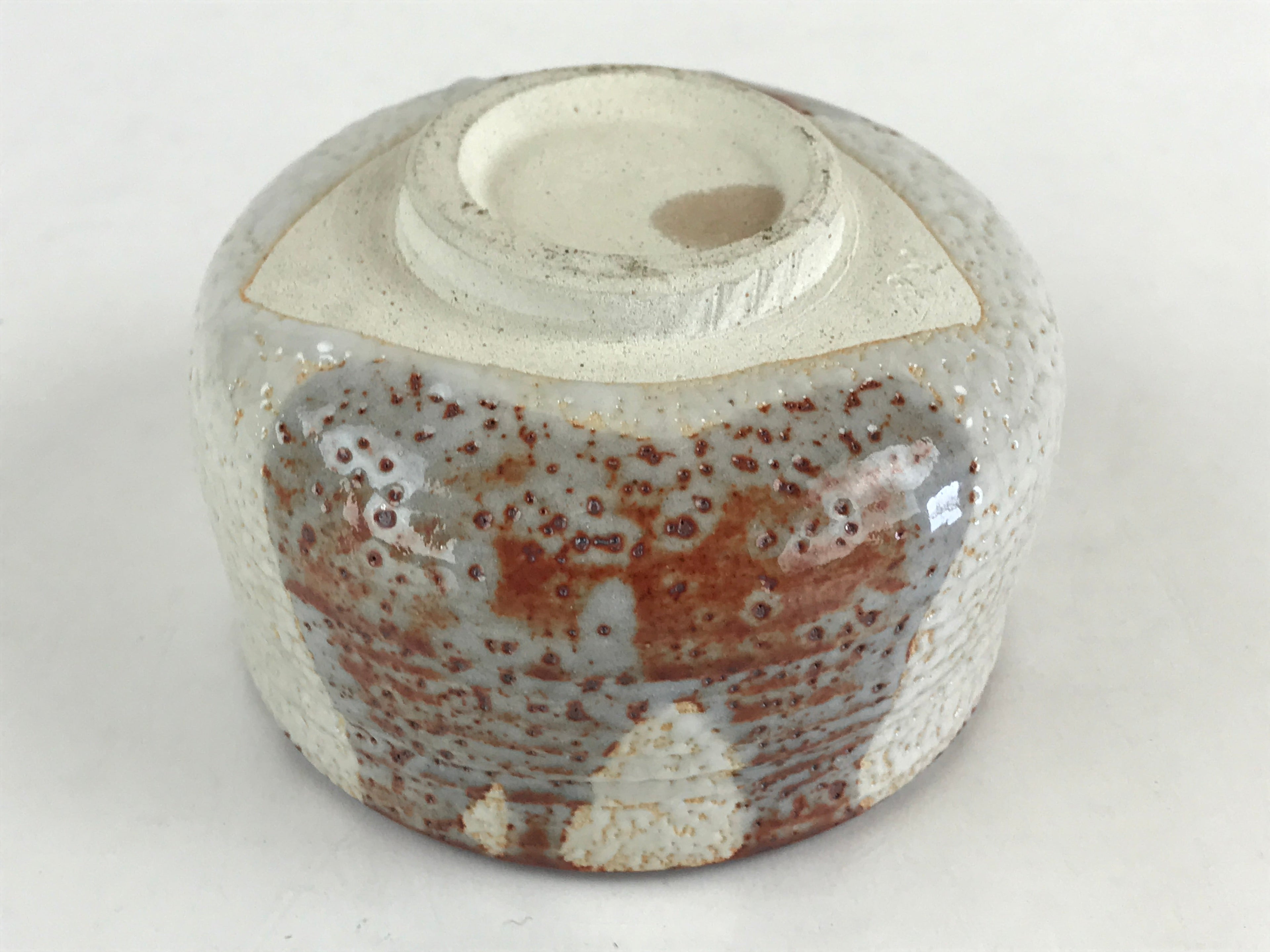 Japanese Ceramic Shino Ware Green Tea Bowl Vtg Chawan Tea Ceremony Matcha GTB989