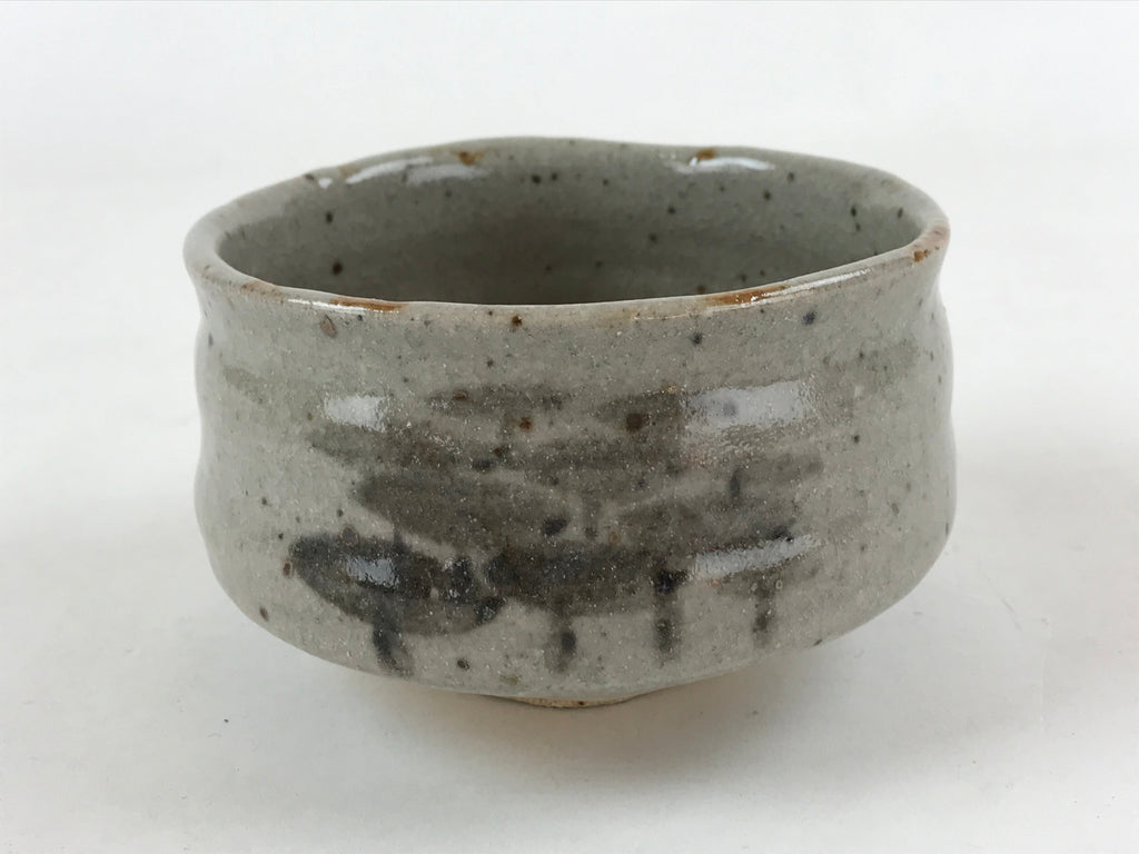 Japanese Ceramic Shino Ware Green Tea Bowl Vtg Gray Matcha Chawan Sado PX709
