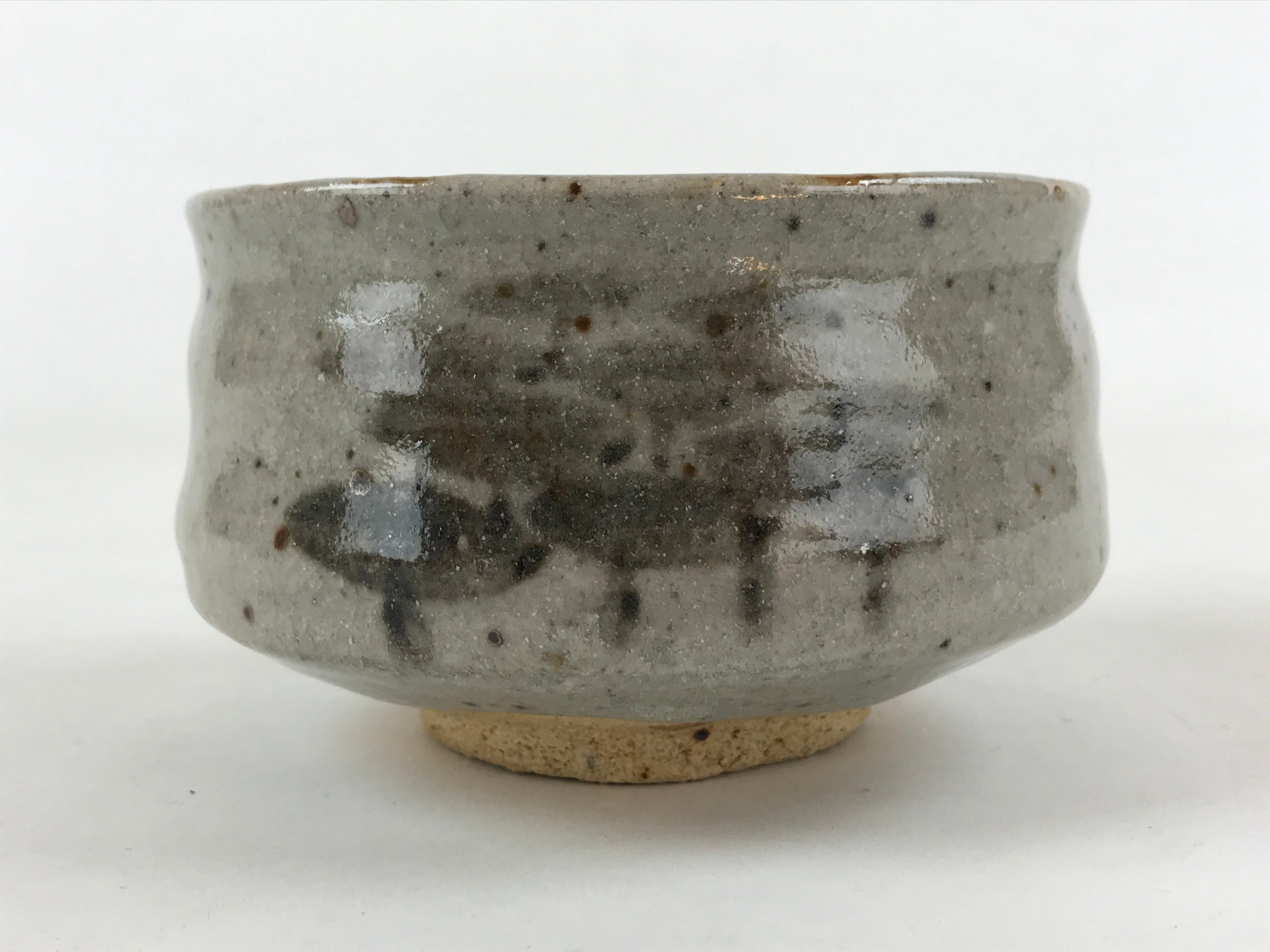 Japanese Ceramic Shino Ware Green Tea Bowl Vtg Gray Matcha Chawan Sado PX709