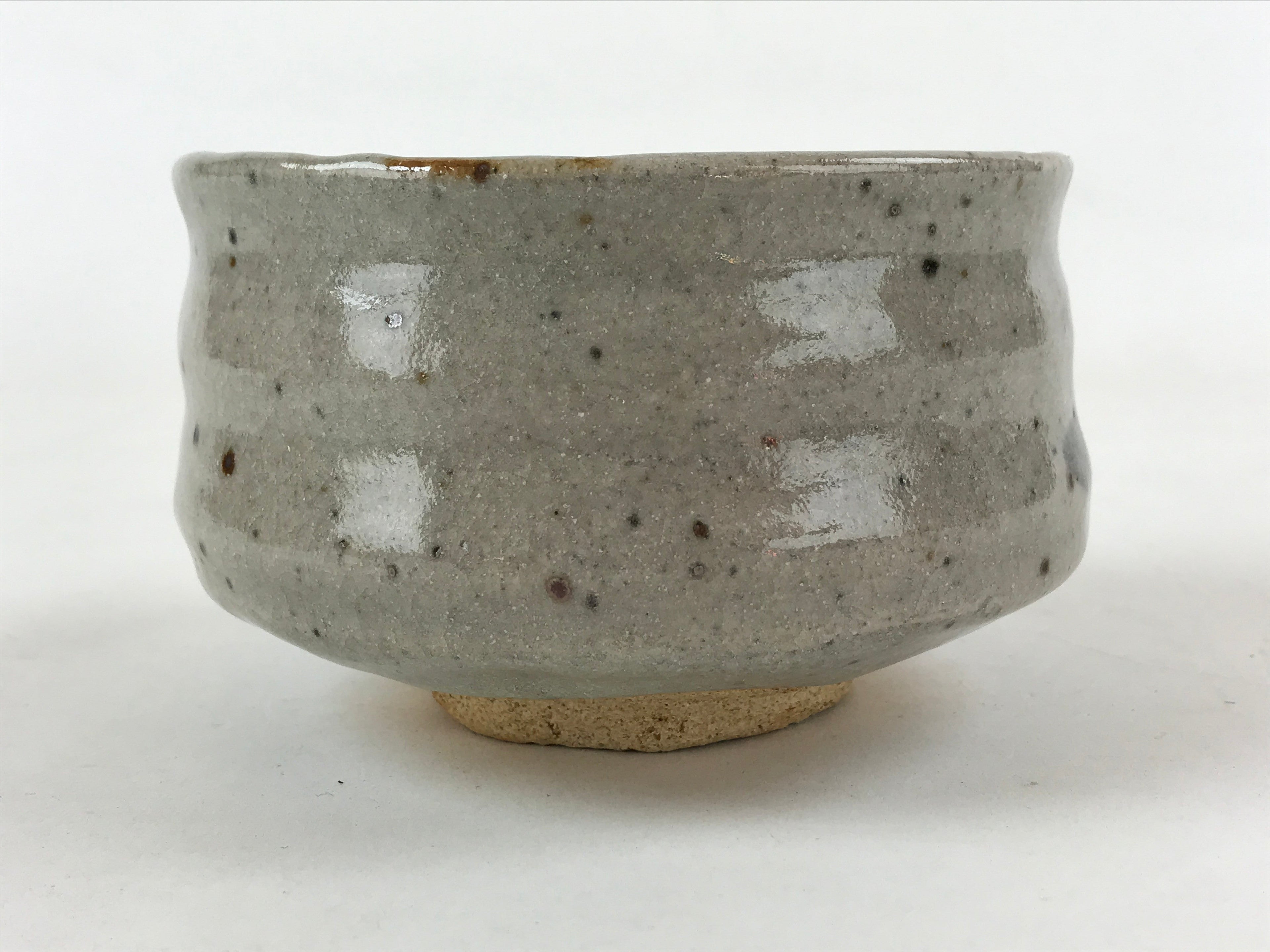 Japanese Ceramic Shino Ware Green Tea Bowl Vtg Gray Matcha Chawan Sado PX709